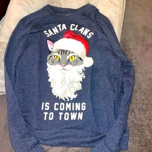 Santa/cat light weight sweatshirt